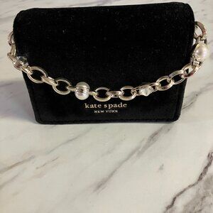 Kate Spade Micro Velvet Card Holder with Long Crossbody Chain and Adorned Handle